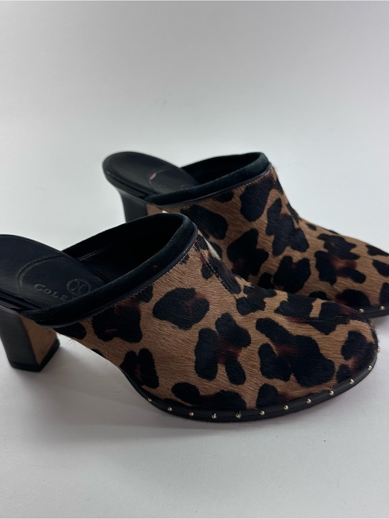 Cole Haan Shoes - Cole Haan Leopard Print Mule Heels - Brown & Black